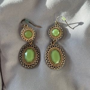Mint Green and Gold Drop Earrings